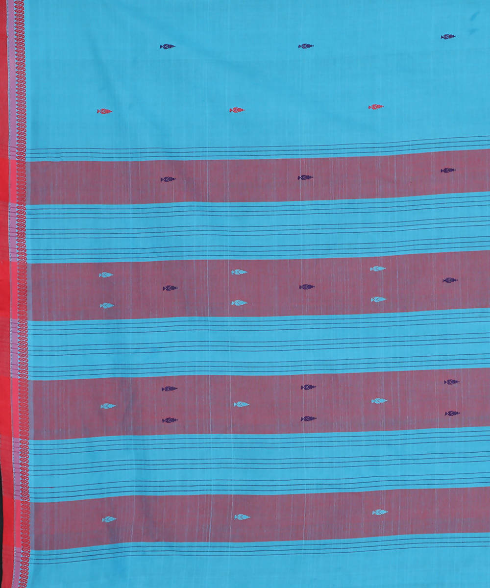 Light blue cotton handwoven saree