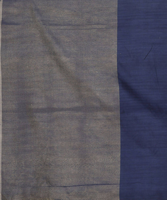 Dark blue handwoven tussar silk saree