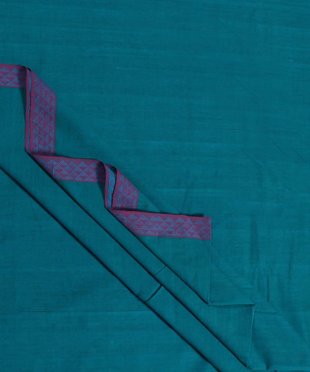 0.35m Handloom Cotton Fabric Teal Blue