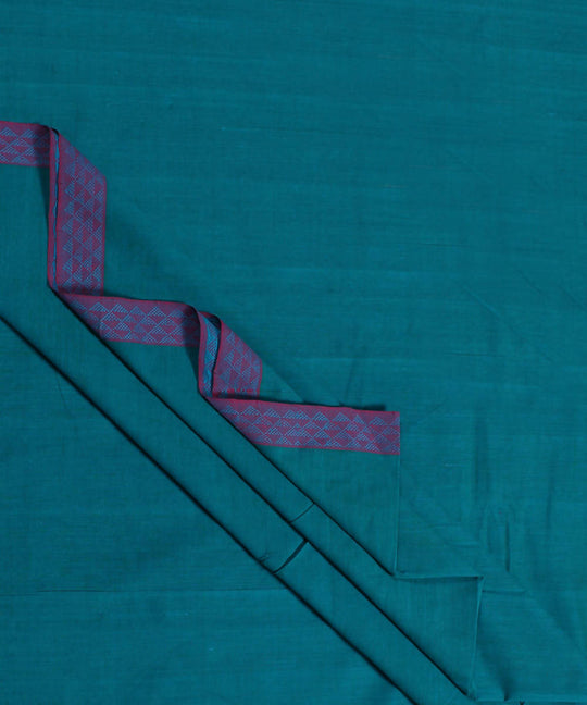 0.35m Handloom Cotton Fabric Teal Blue