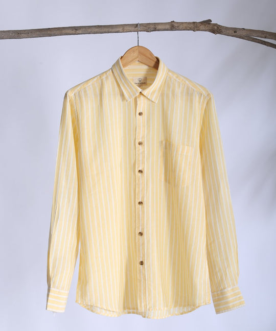 Yellow striped collared shirt