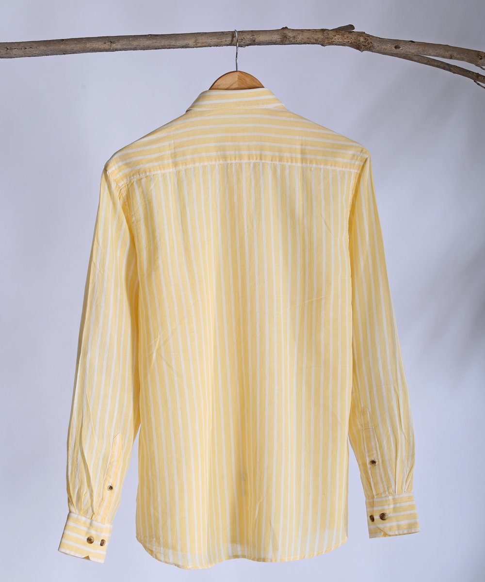 Yellow striped collared shirt