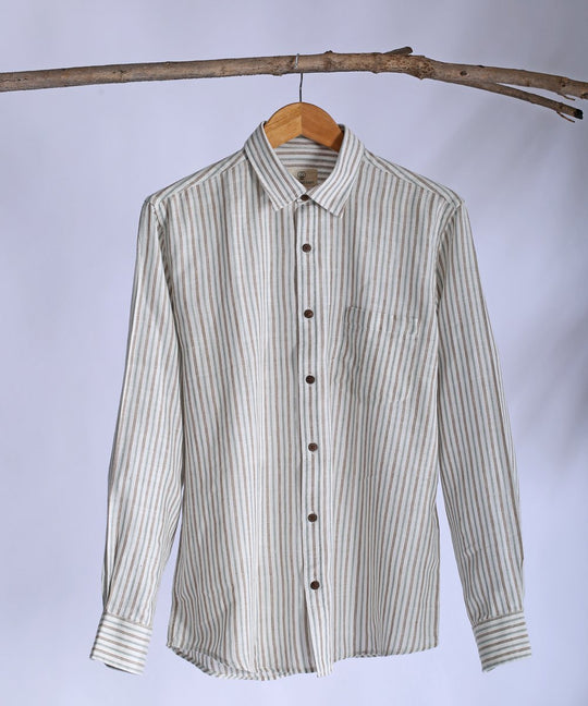 White striped collared shirt