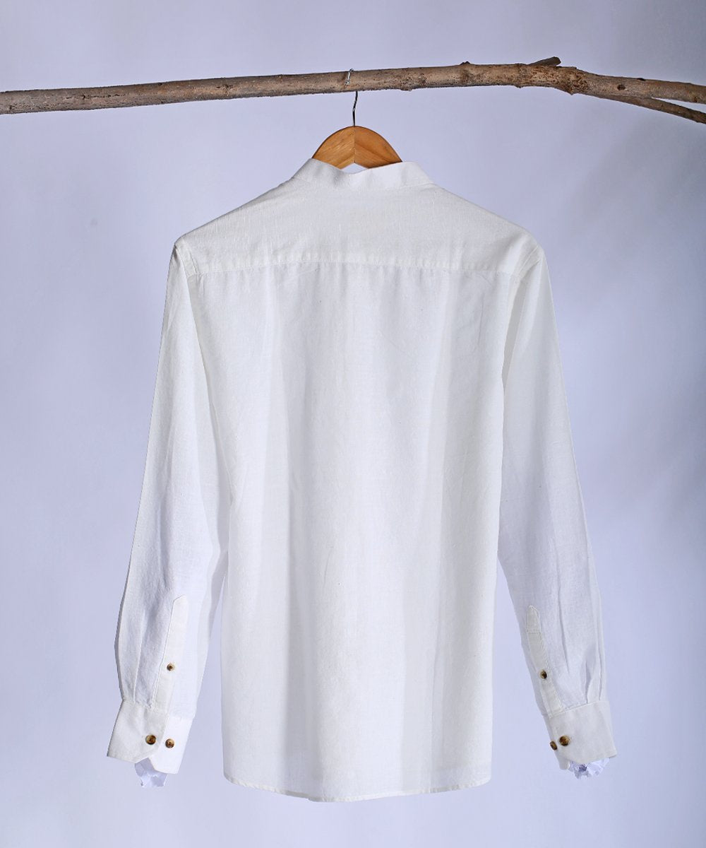 Ivory white mandarin collared shirt