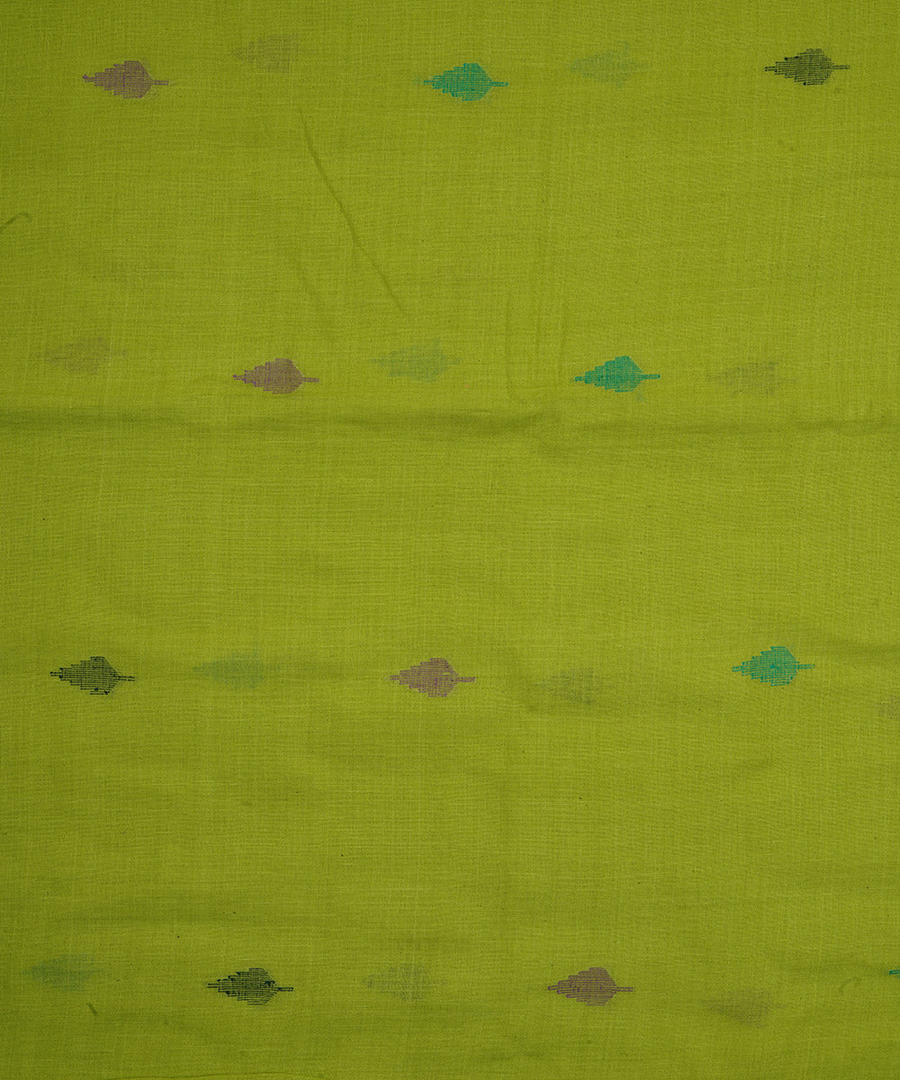 Green handloom bengal cotton jamdani fabric