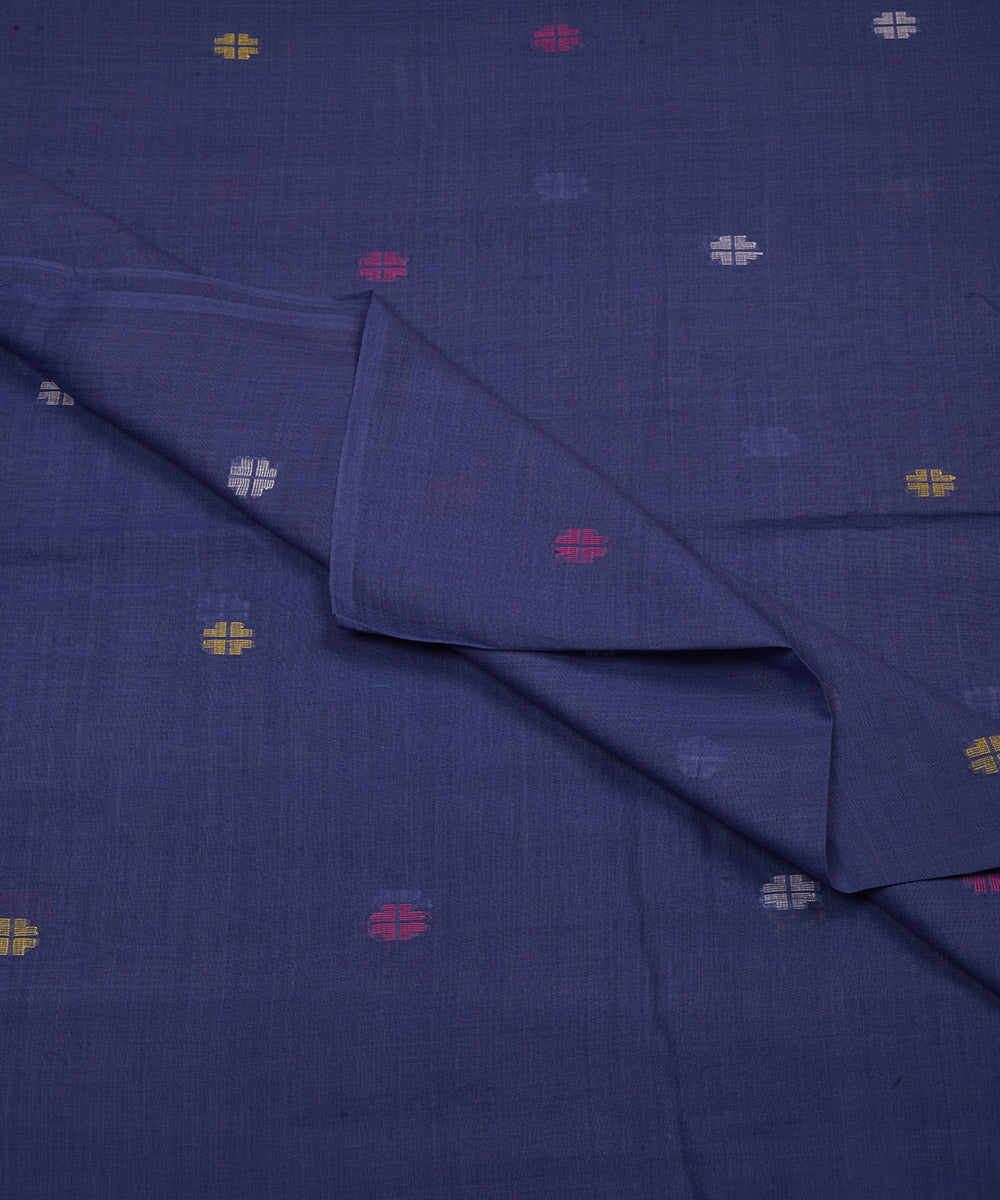 Dark blue hand loom bengal cotton jamdani fabric