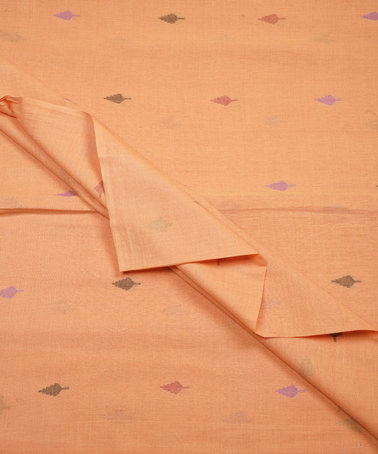 Peach handloom bengal cotton jamdani fabric