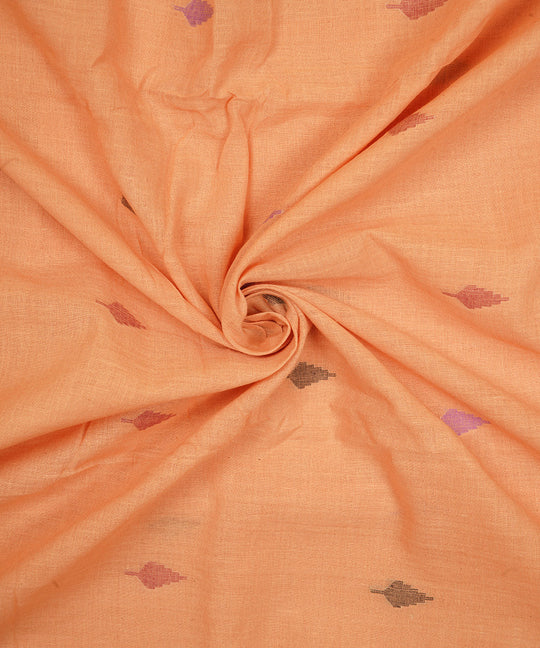 Peach handloom bengal cotton jamdani fabric