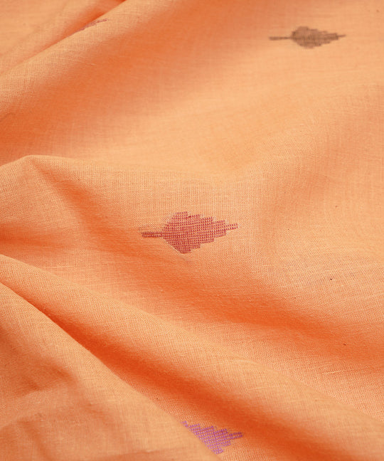 Peach handloom bengal cotton jamdani fabric
