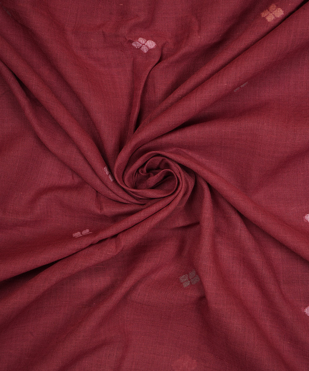 Red handloom bengal cotton jamdani fabric