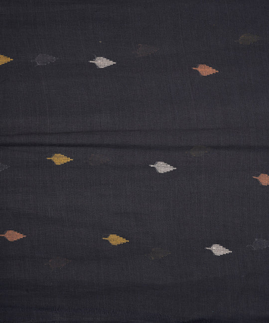 Black hand loom bengal cotton jamdani fabric