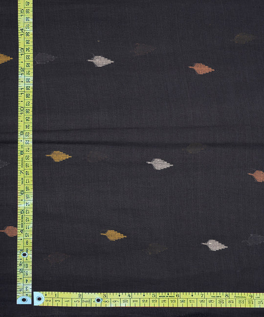 Black hand loom bengal cotton jamdani fabric