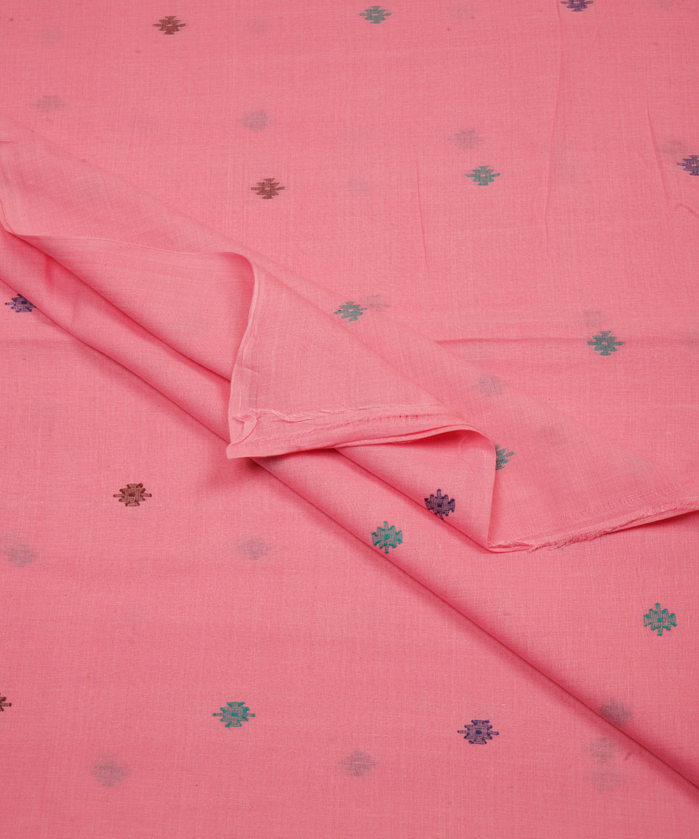 Light pink handloom bengal cotton jamdani fabric