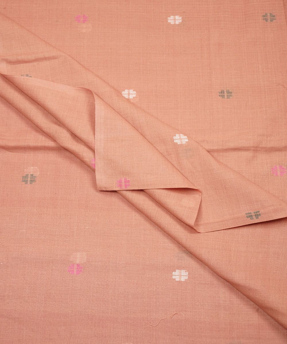 Light mauve handloom bengal cotton jamdani fabric