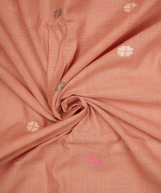 Light mauve handloom bengal cotton jamdani fabric