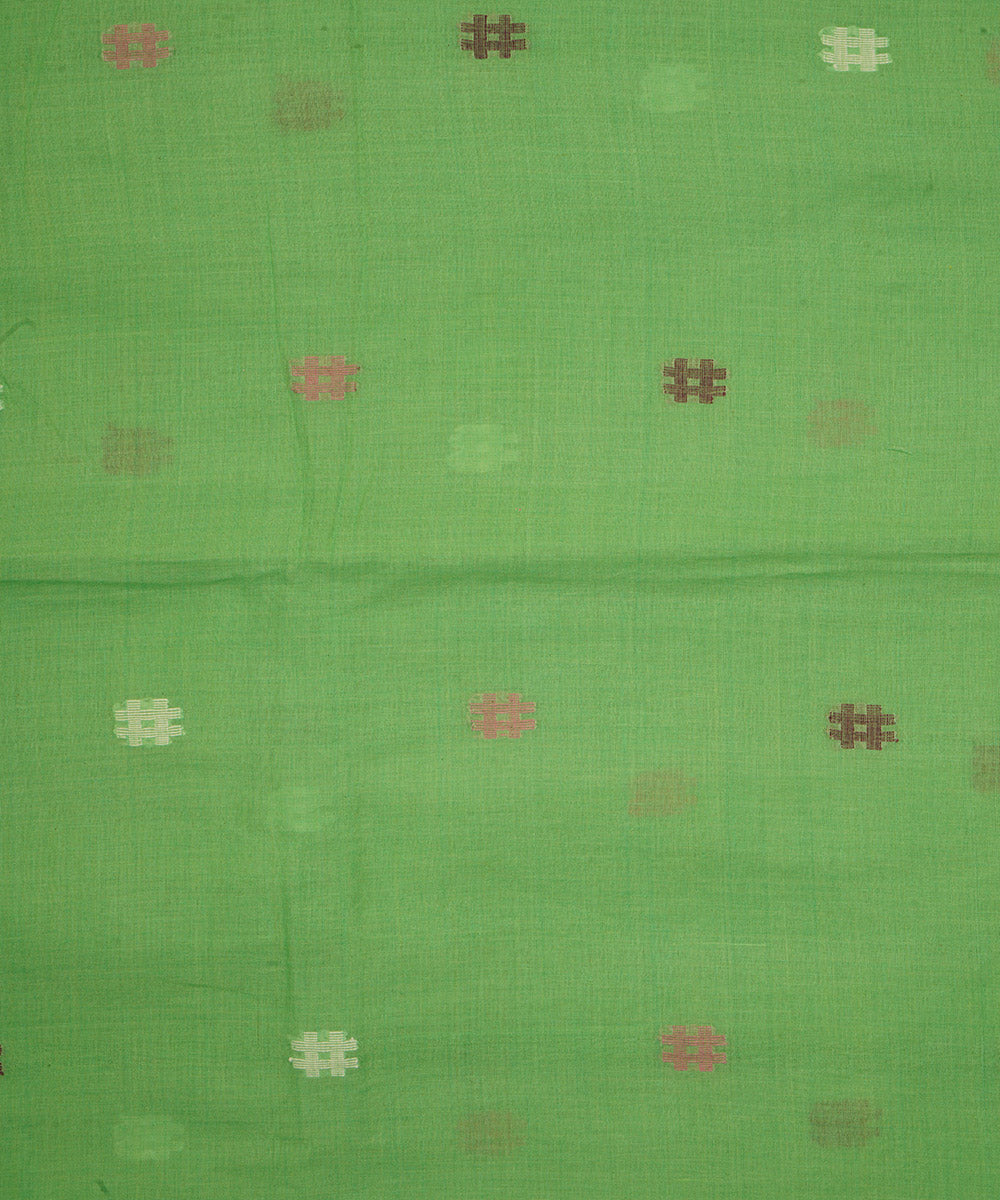 Light green handloom bengal cotton jamdani fabric