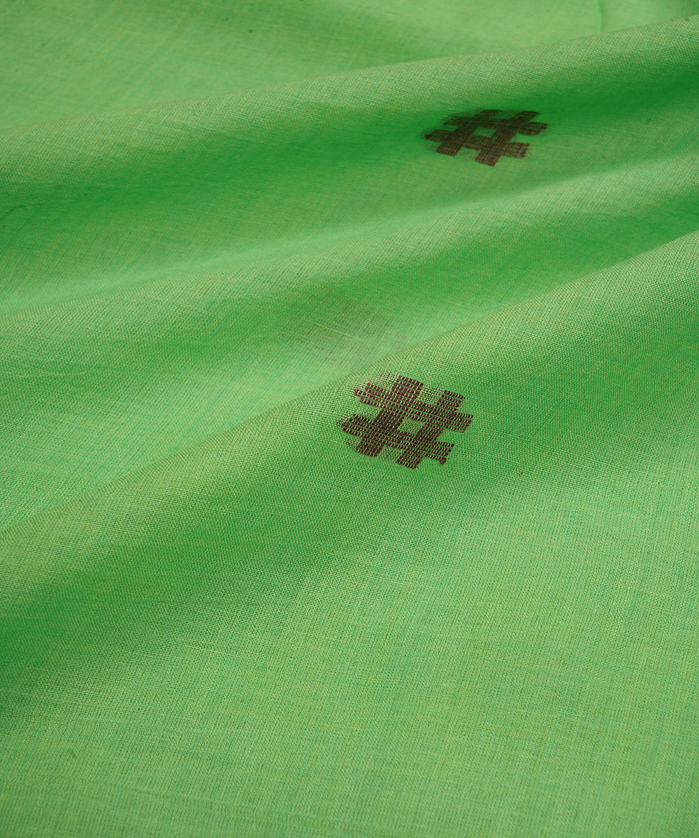 Light green handloom bengal cotton jamdani fabric