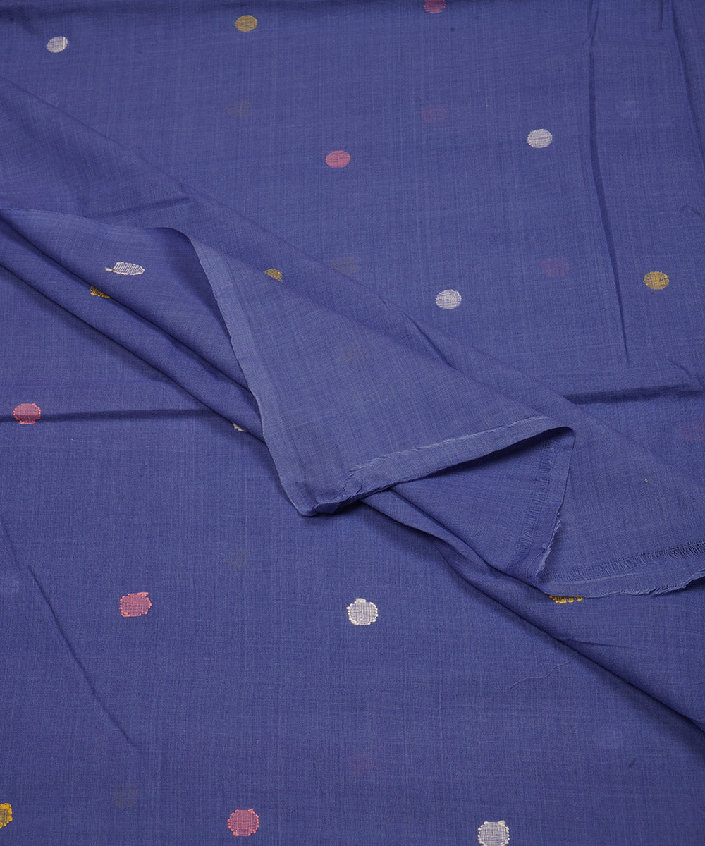 Blue handloom bengal cotton jamdani fabric
