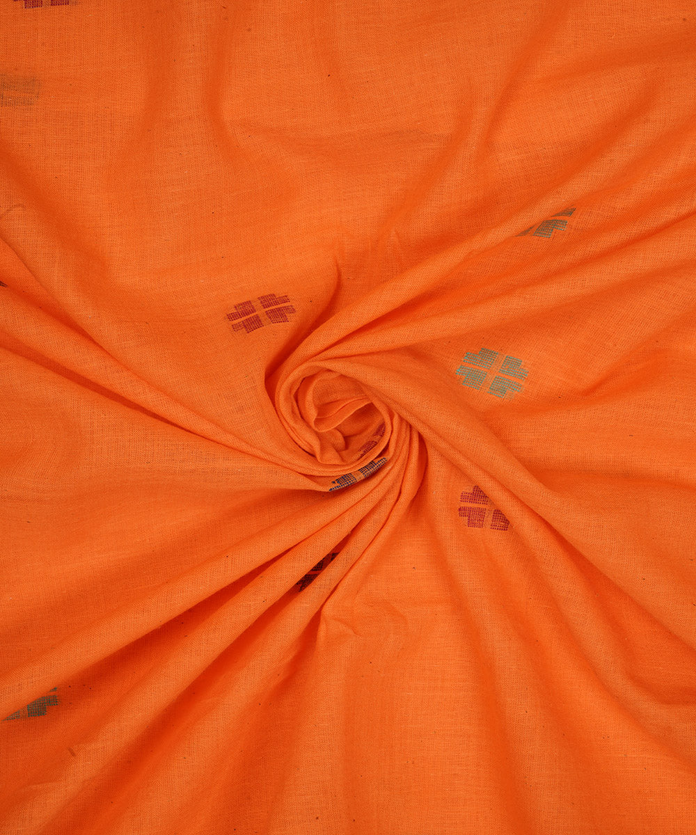 Orange handloom bengal cotton jamdani fabric