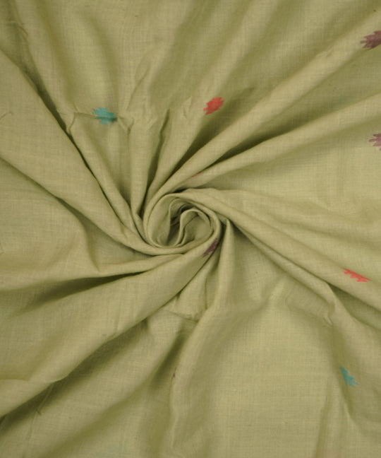 Sage green handloom bengal cotton jamdani fabric