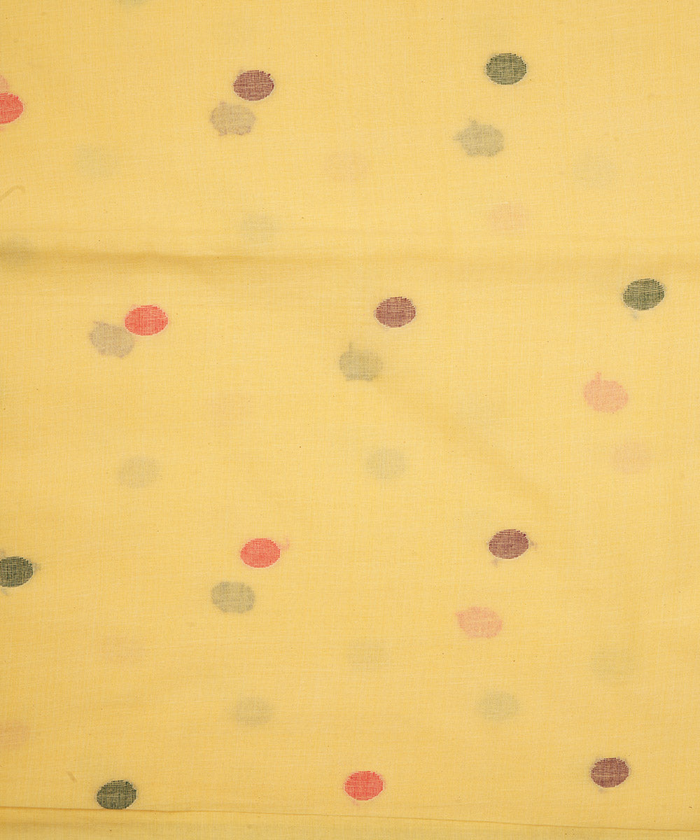 Lemon yellow handloom bengal cotton jamdani fabric