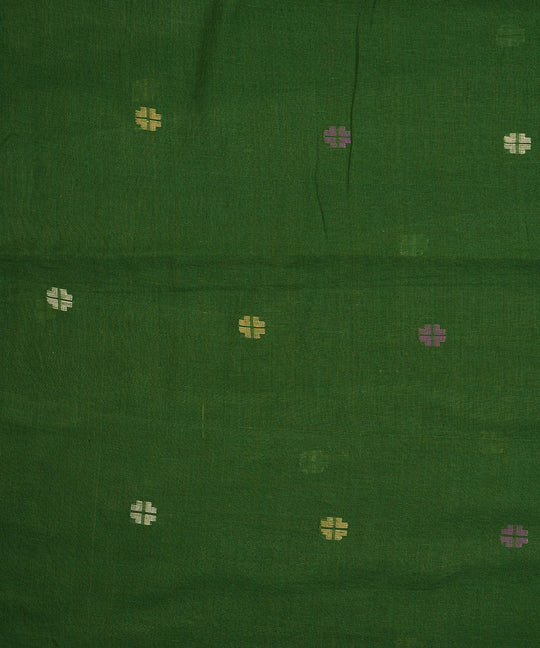 Dark green handloom bengal cotton jamdani fabric