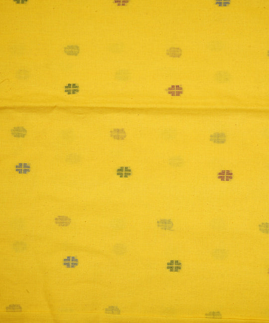 Yellow hand loom bengal cotton jamdani fabric