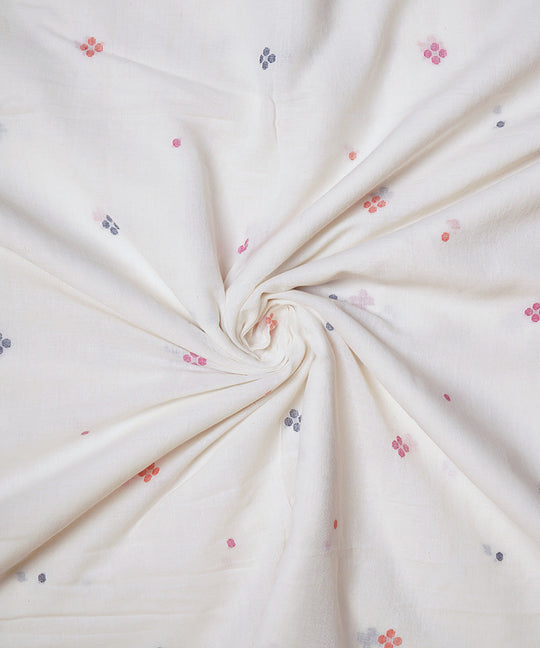 White hand loom bengal cotton border design jamdani fabric
