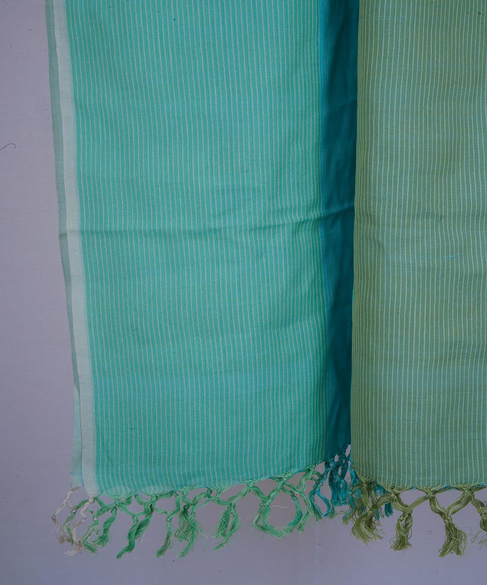 Green blue handwoven cotton stole