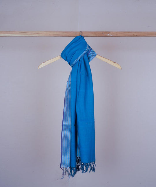 Blue handwoven cotton stole