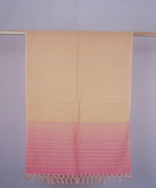 Cream pink handwoven cotton stole