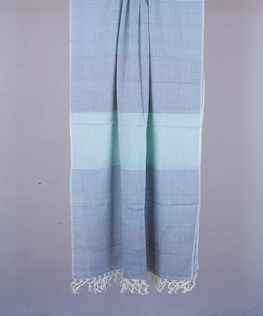 Shades of blue handwoven cotton stole