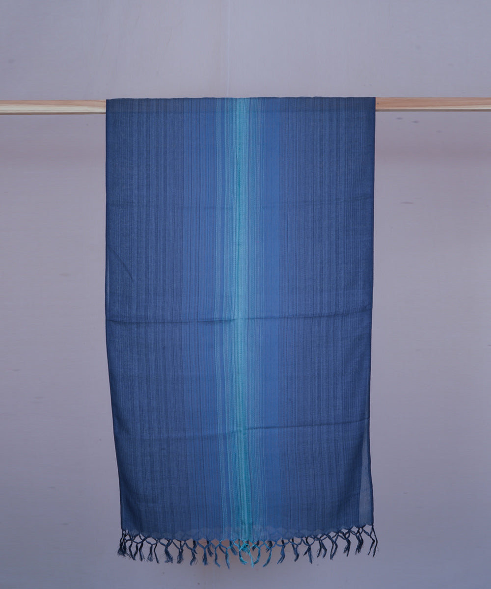 Dark blue handwoven cotton stole