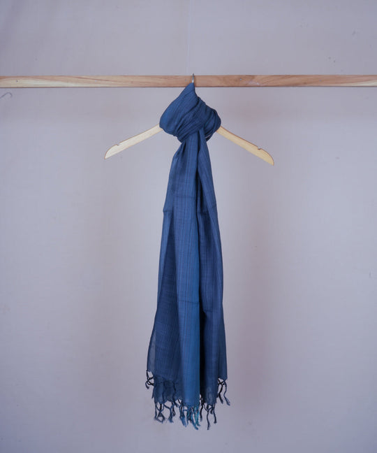 Dark blue handwoven cotton stole