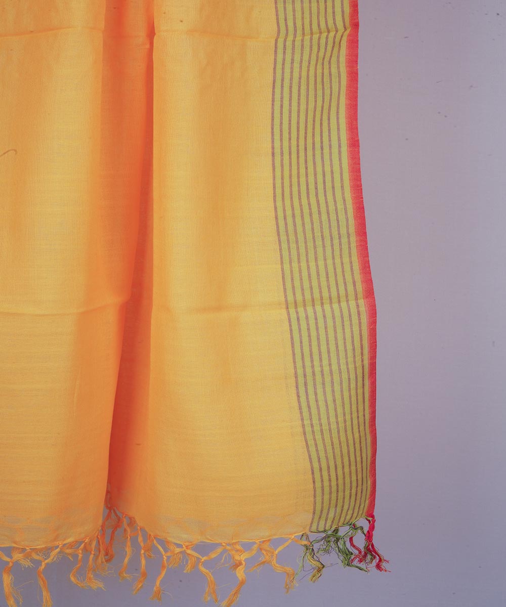 Green yellow handwoven cotton stole
