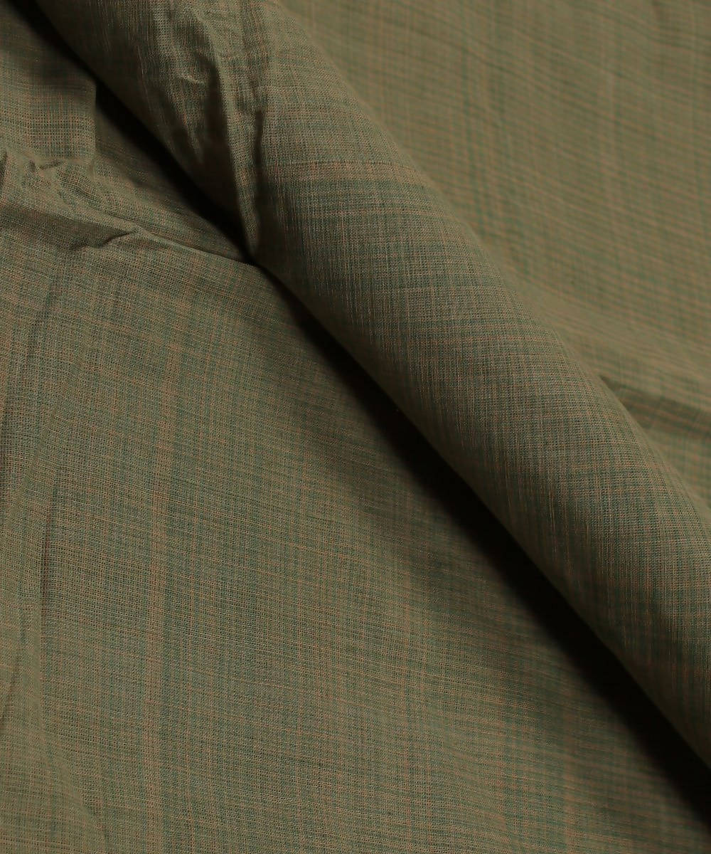 0.4m Green and beige checks handloom cotton fabric