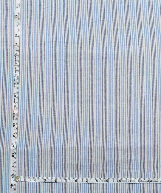 Blue Striped Handspun Handloom Cotton Fabric