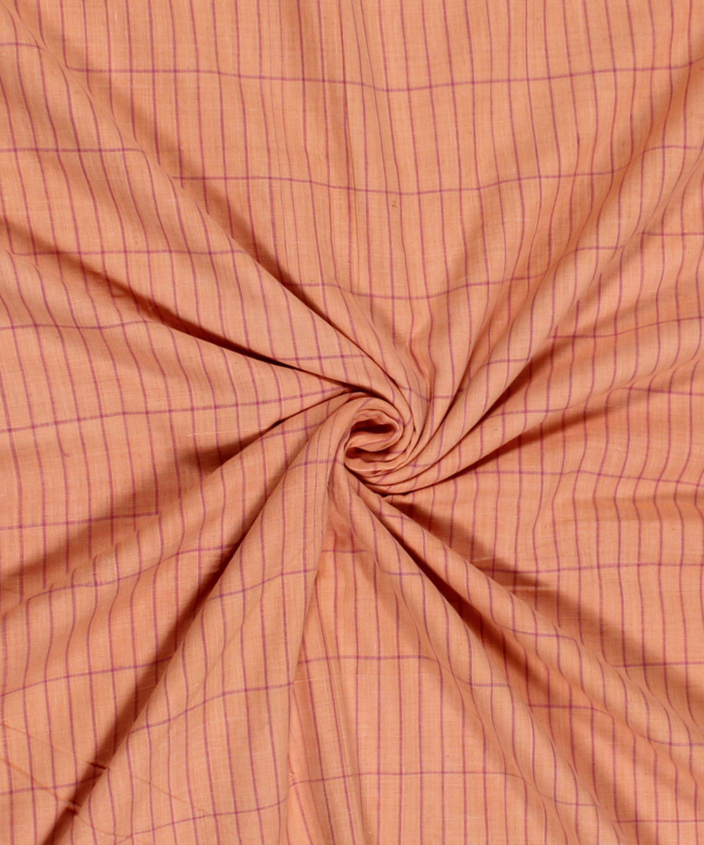 Peach handspun handwoven cotton fabric