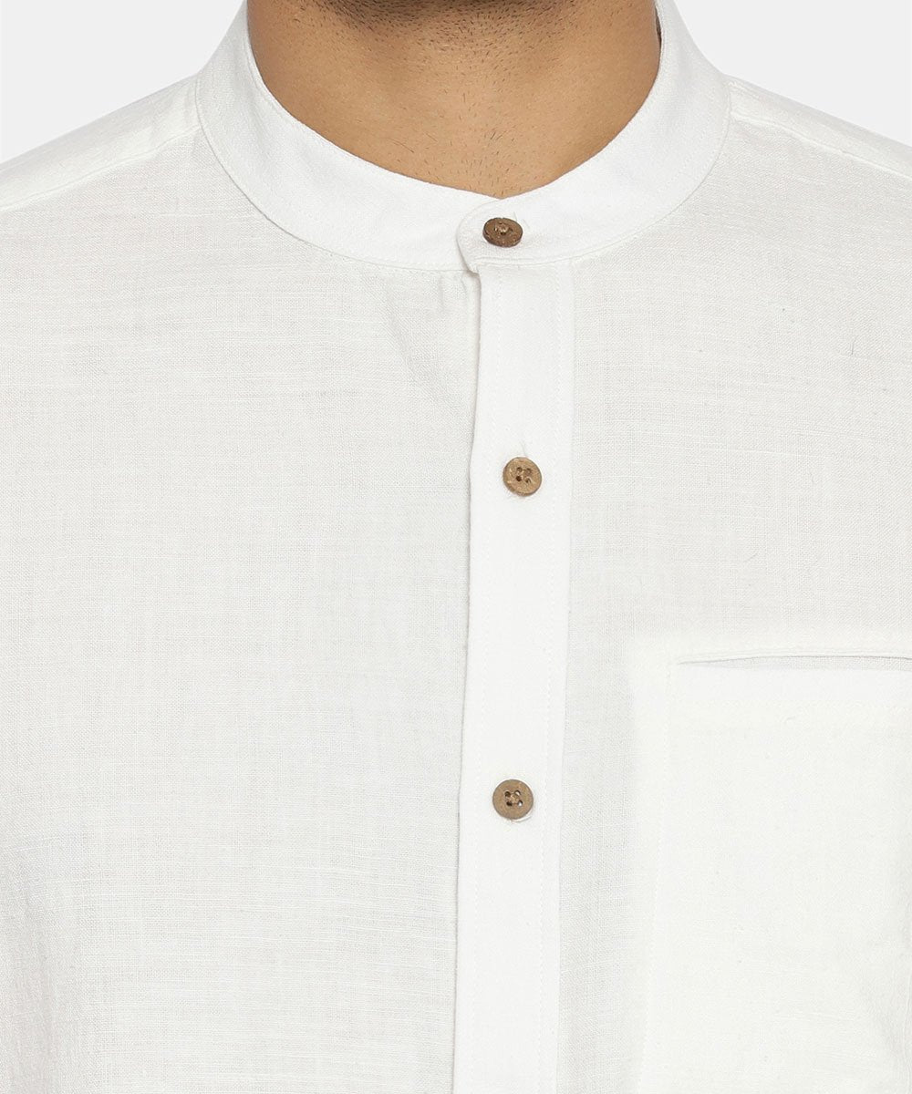Ivory white mandarin collared shirt