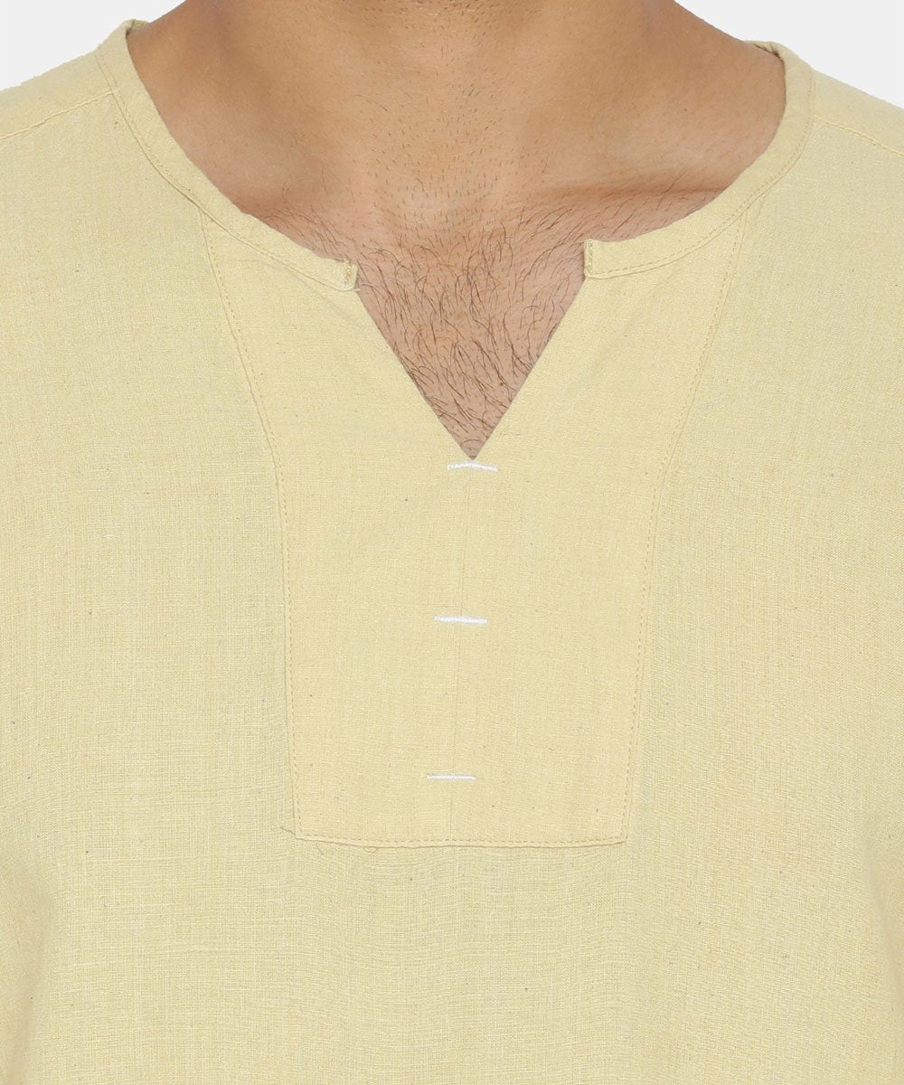 Butter yellow round collar shirt