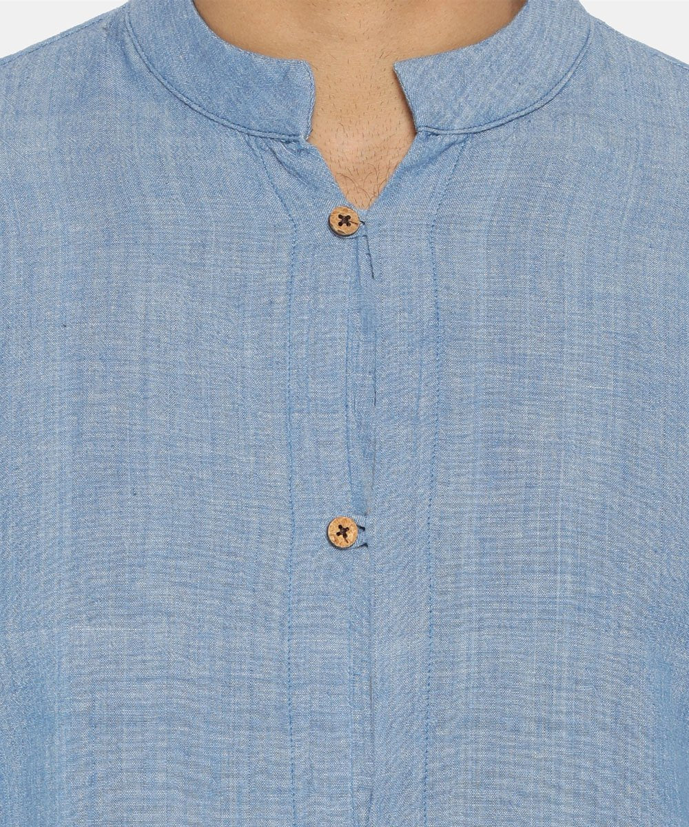 Pastel blue mandarin collar shirt