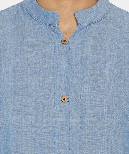 Pastel blue mandarin collar shirt