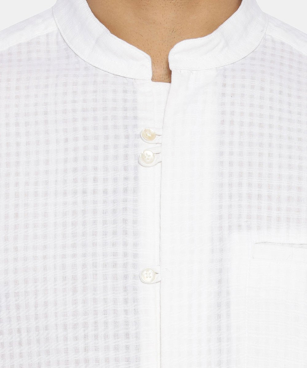 White mandarin collar shirt