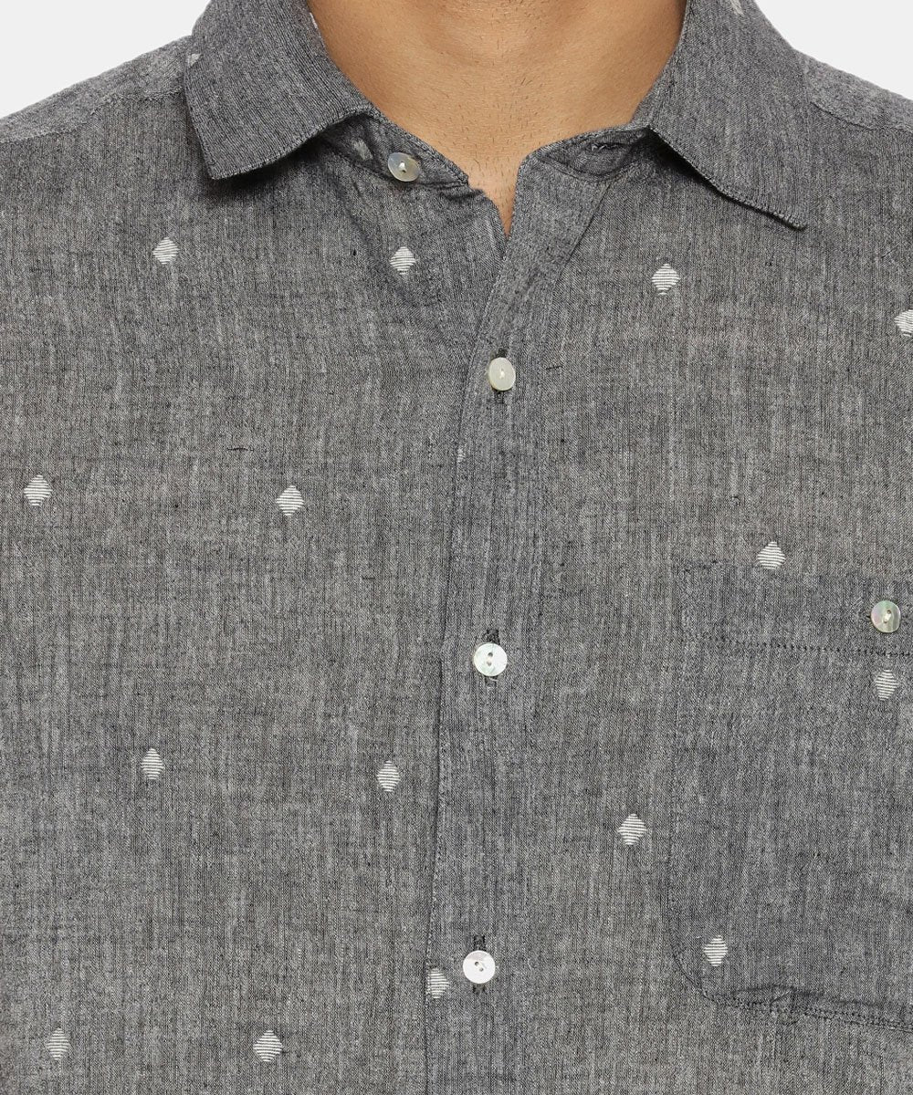 Grey jamdani regular collared shirt
