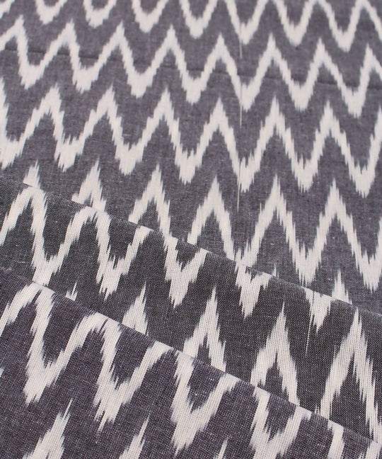 0.84m Handwoven grey and white pochampally cotton fabric