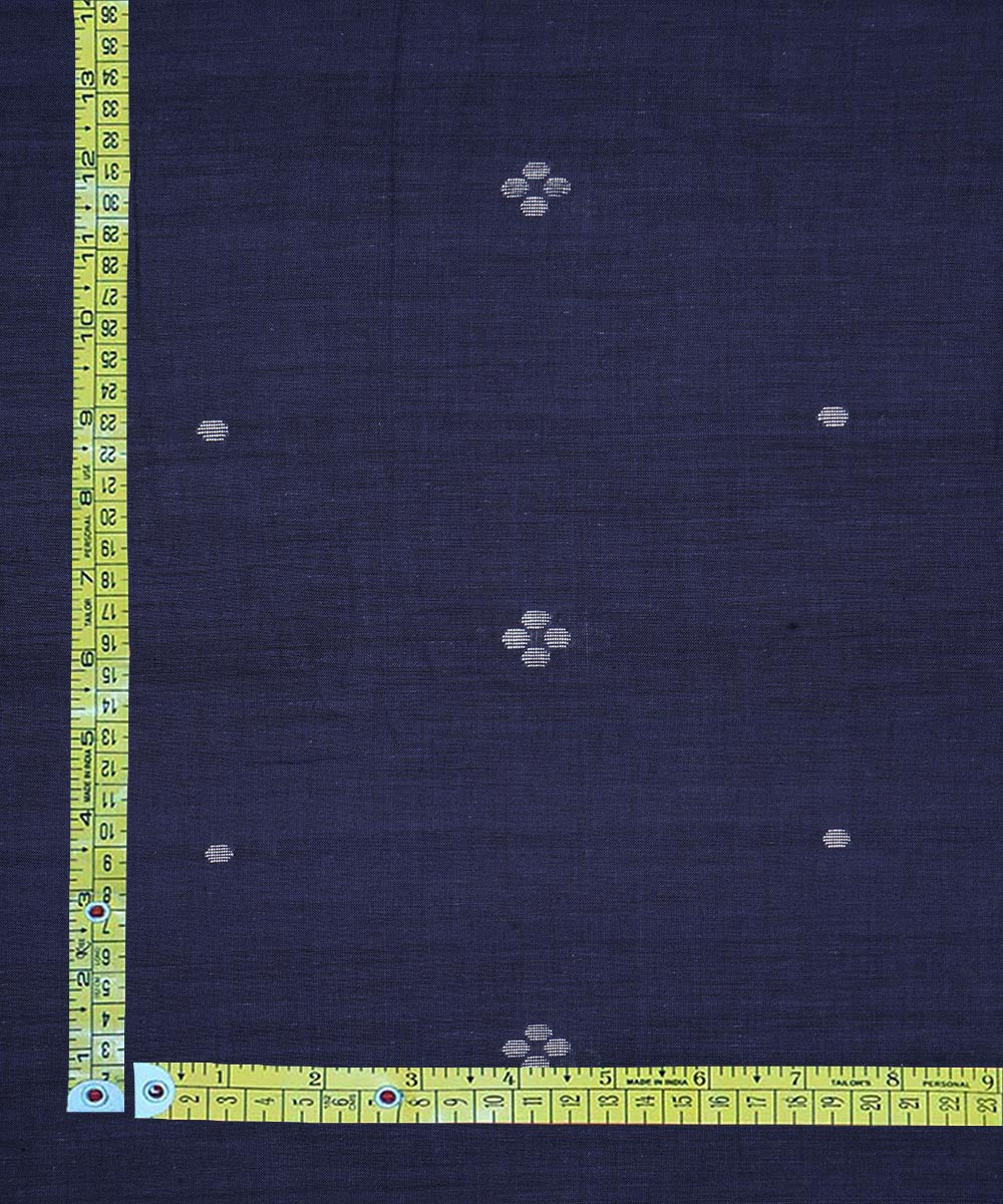 Navy blue handwoven cotton jamdani fabric