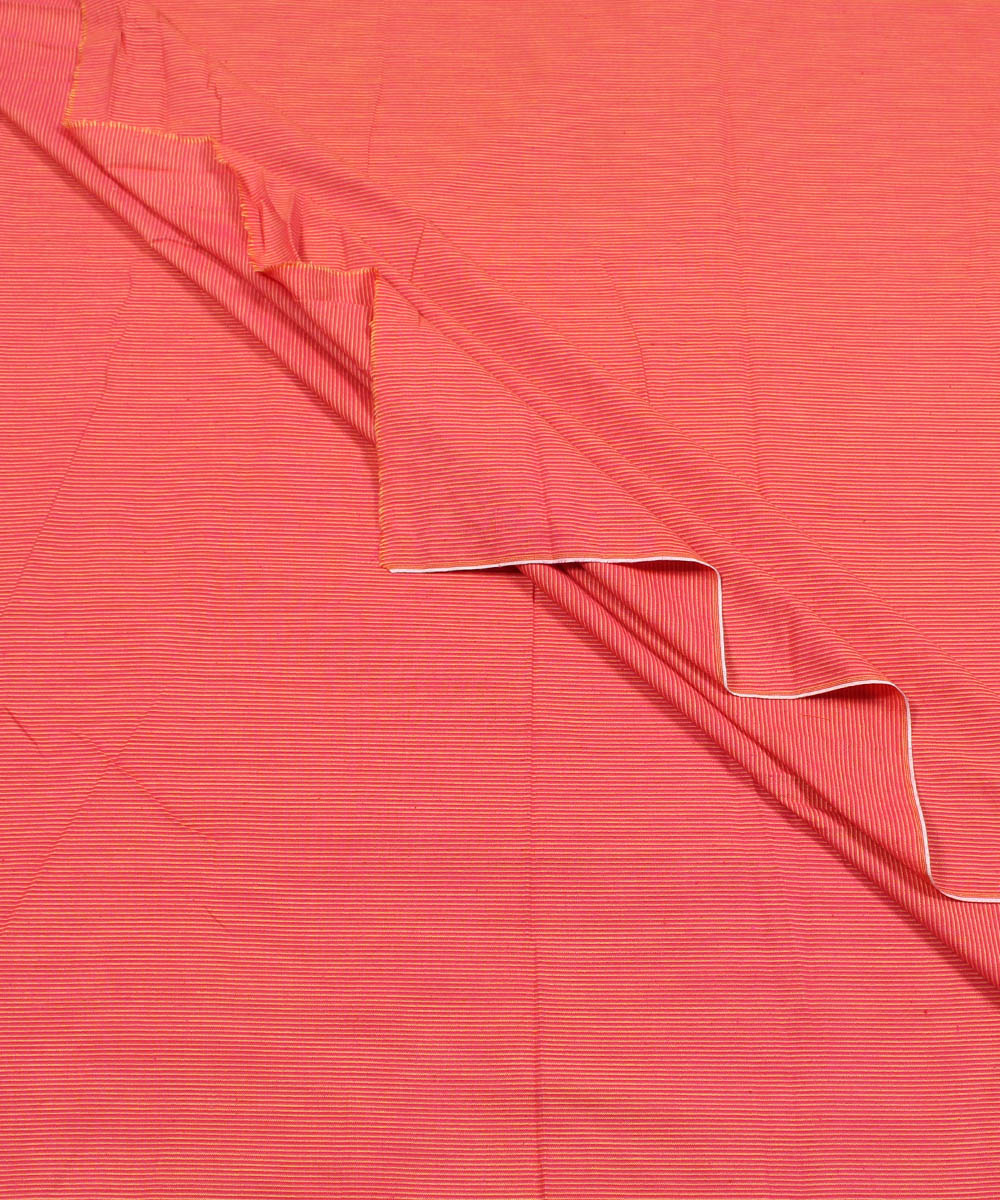 Red handloom stripe cotton fabric