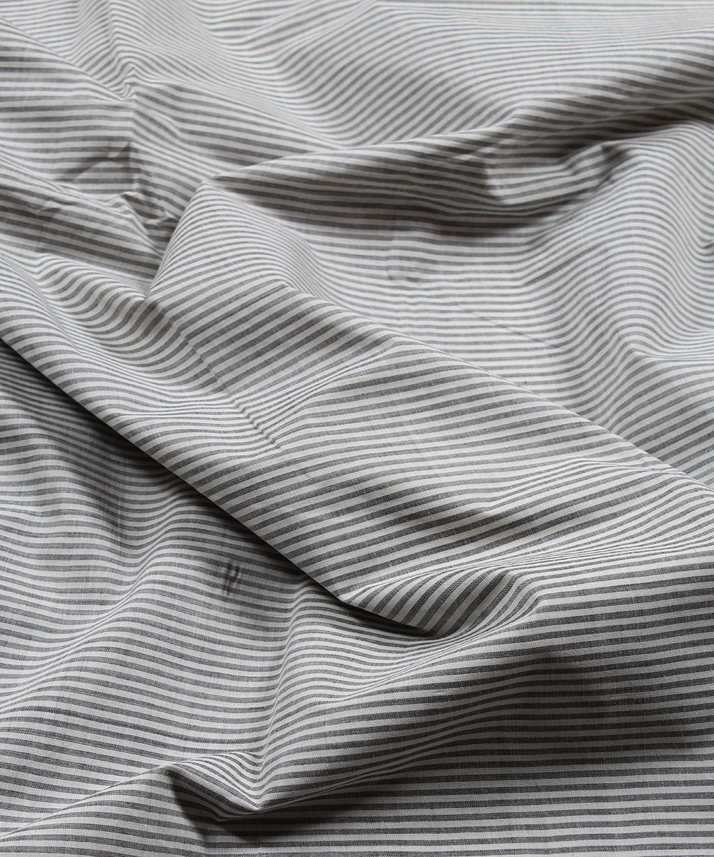 mangalagiri grey stripe handloom fabric