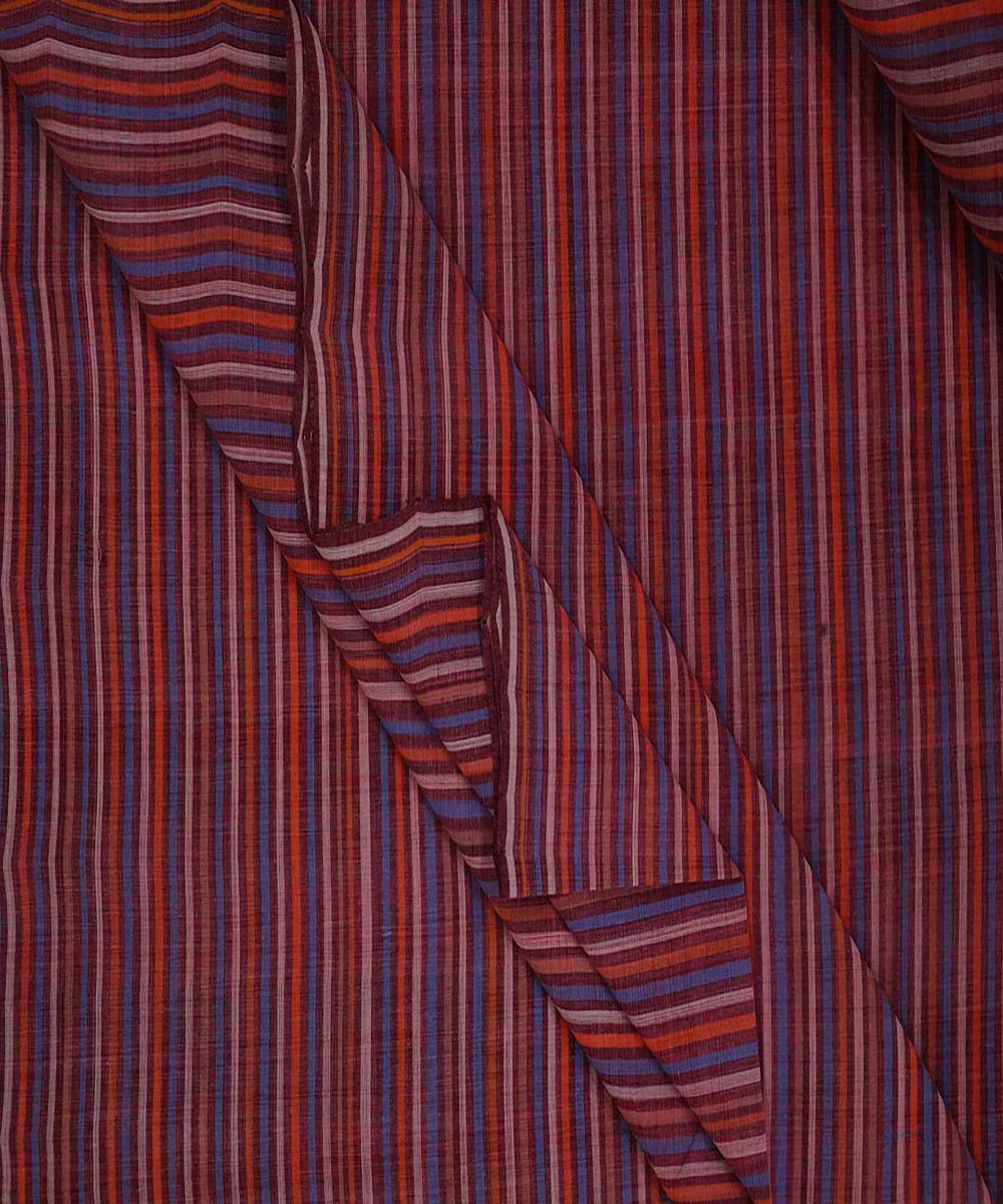 Multicolor handwoven cotton stripes mangalgiri fabric